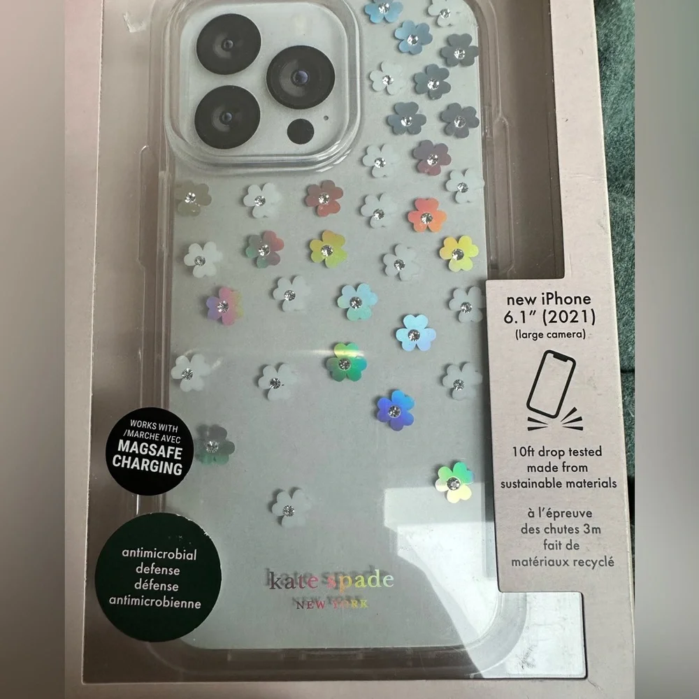 Host Pick 🔥NEW KATE SPADE IRIDESCENT FLOWERS PHONE CASE🔥🔥 🔥🔥 13 pro - Picture 3 of 4
